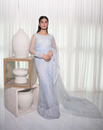 Ice Blue Pearl Saree.