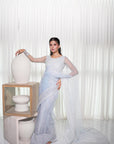 Ice Blue Pearl Saree.