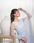 Ice Blue Pearl Saree.