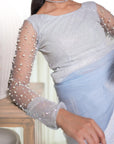 Ice Blue Pearl Saree.