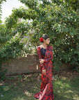 Red Floral Saree - Ripret