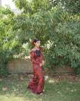 Red Floral Saree - Ripret