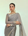 Silver Banarsi Saree