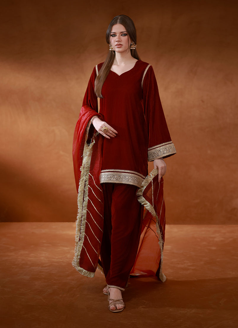 Maroon Variant Maroon Velvet Set – Ripret