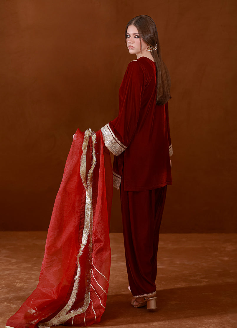 Maroon Velvet Set