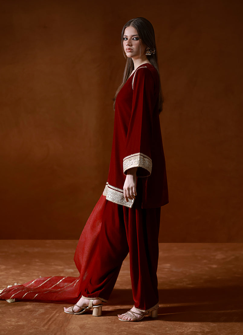 Maroon Velvet Set