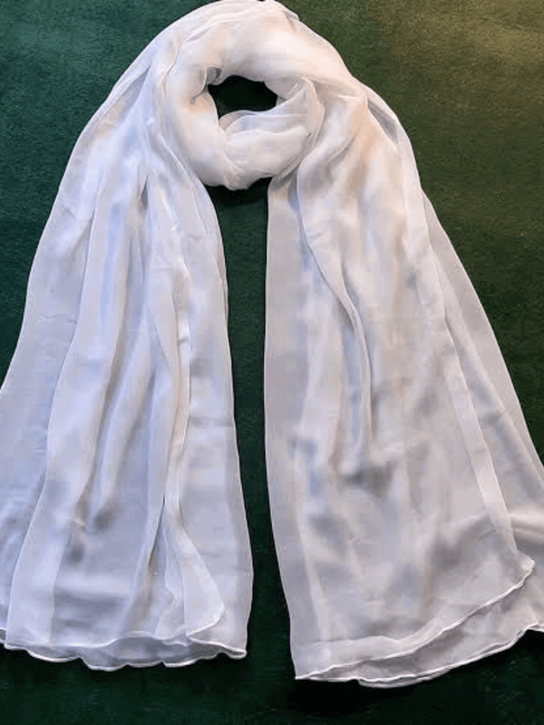 Plain White Dupatta - Ripret