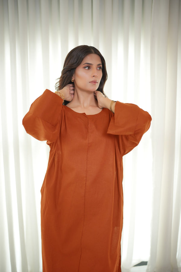 Rust Relaxed Fit Kurta