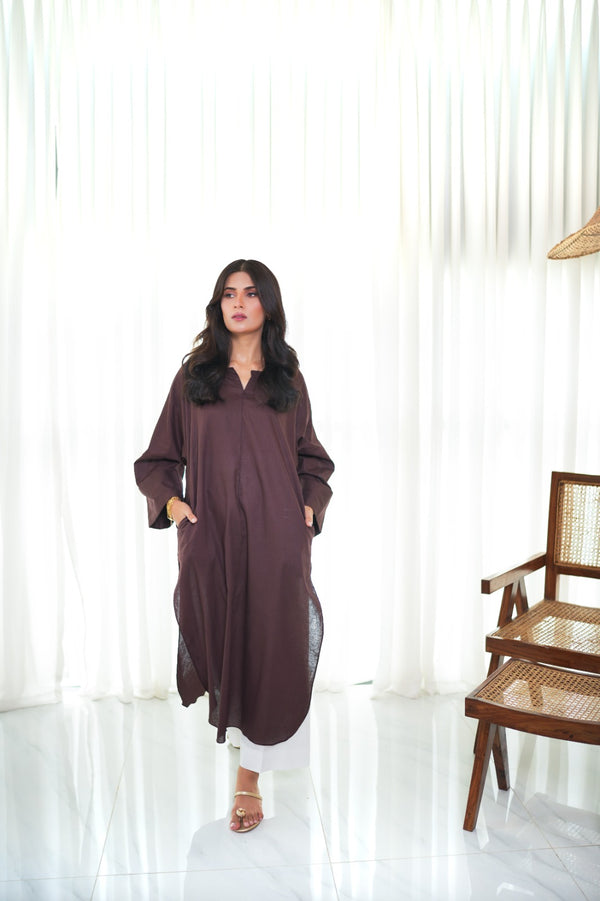 DF-Chocolate Relaxed Fit Kurta