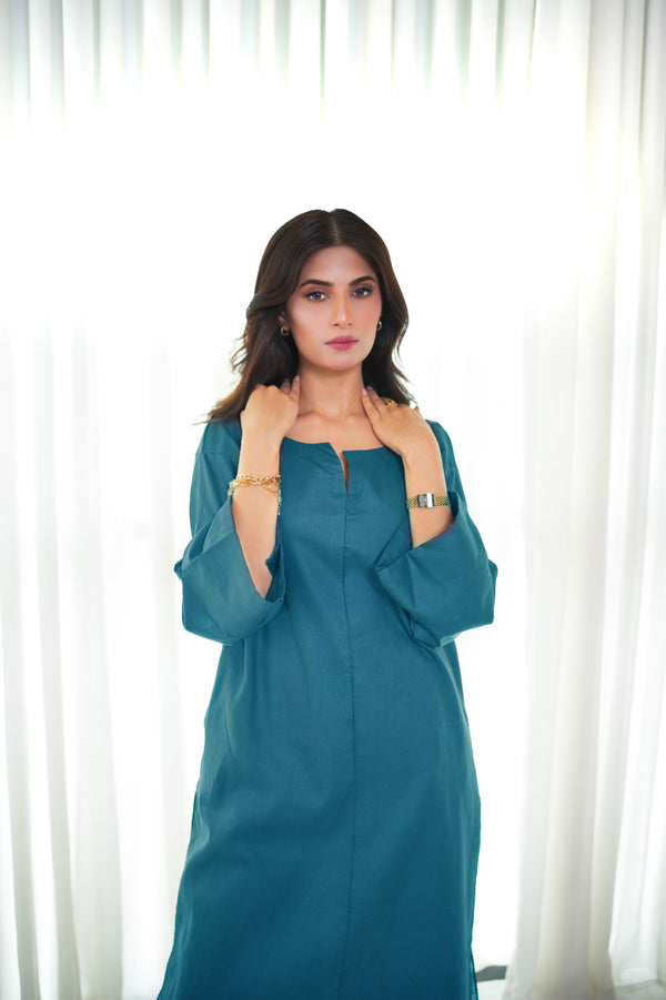 Teal Relaxed Fit Kurta