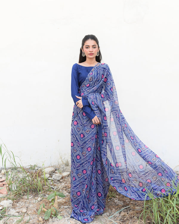 Blue Chunri Saree