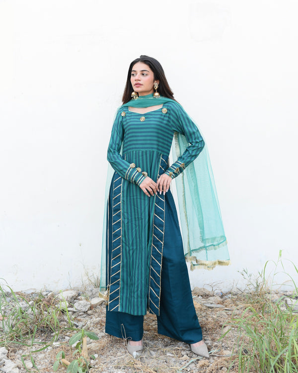 Green Stripe Gota Suit